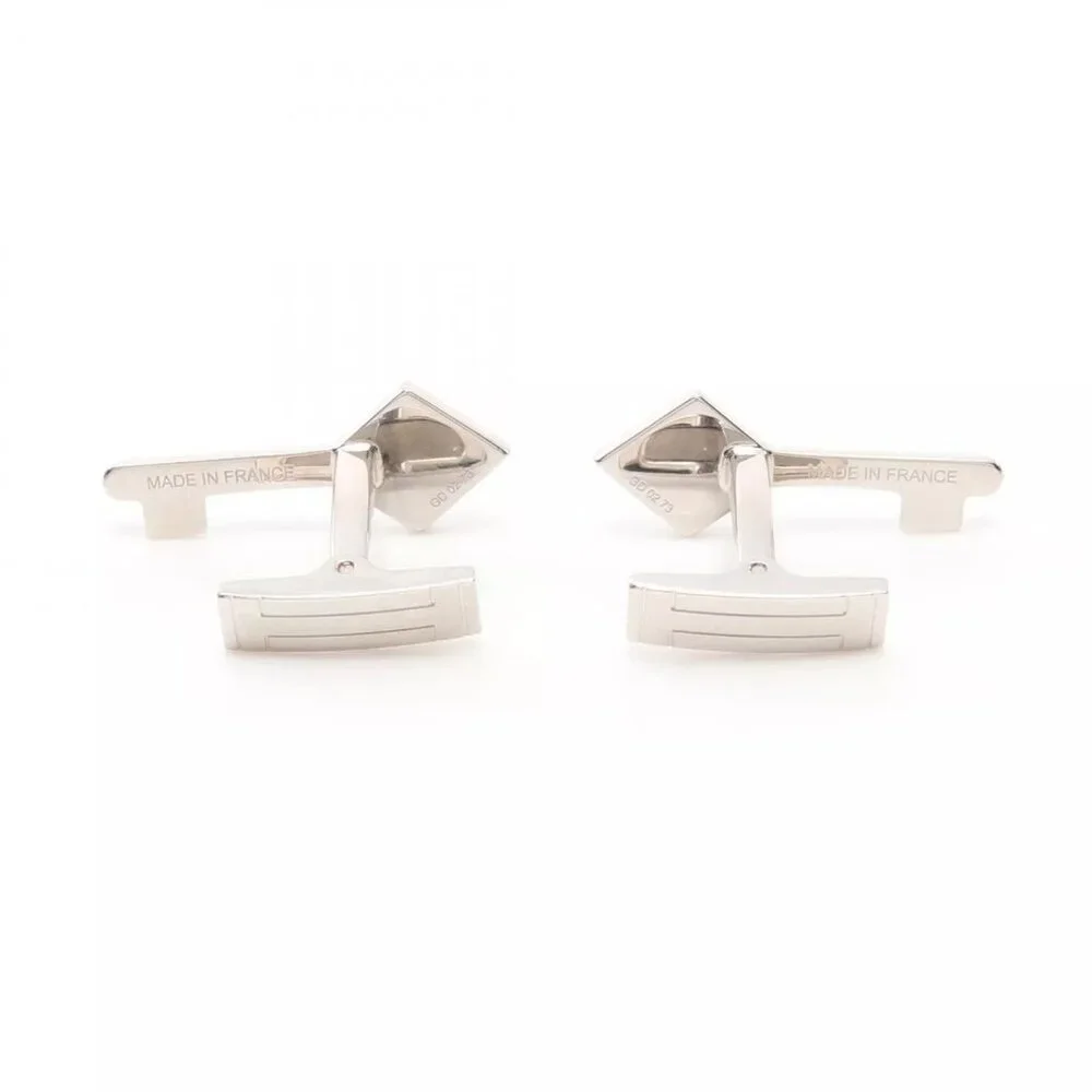 HERMES cuffs metal Silver Black Used mens